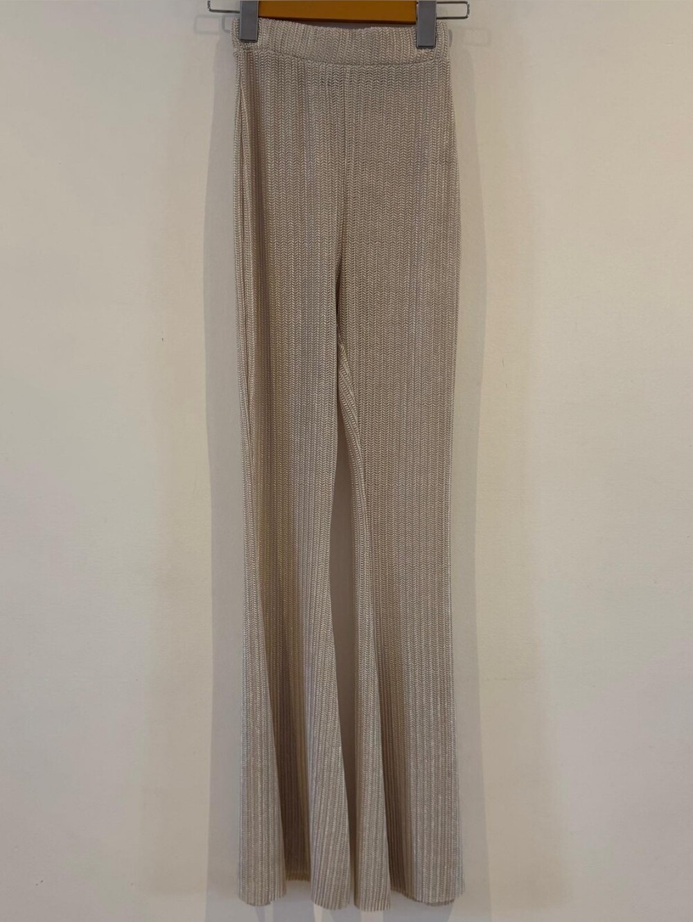Metallic Beige Gold Crochet Knit Flare Pants Bell Bottoms Boho Festival Coverup